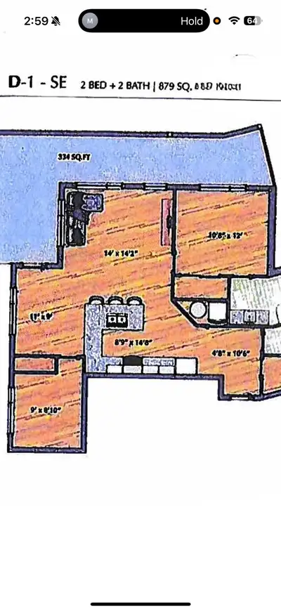 2 bedroom, 2 bathroom condo on the 2nd floor. Secured by key fob entry. 1 underground heated parking...