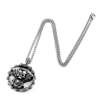 Stainless Steel Skull Motorcycles Engine Pendant 24 inch Chain