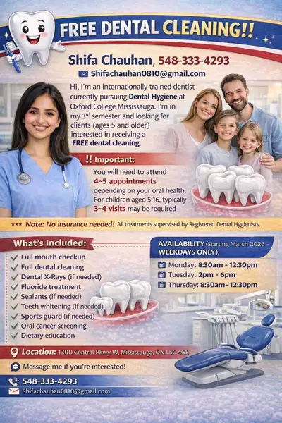 Free Dental Cleaning, View more