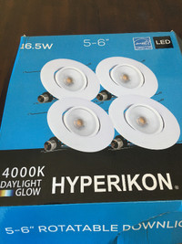 NEW set of four HYPERIKON 4000K LED recessed downlight