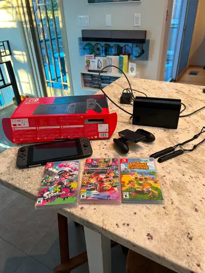 Includes: Nintendo Switch console Dock Joy-Con controllers (L & R) Joy-Con grip HDMI cable + power a...