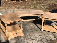 Bleached Oak tables Made in CANADA by Kroehler circa 1990