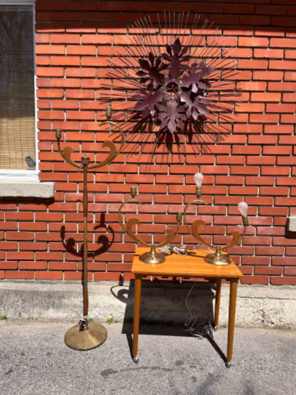 Awesome Rare set of 3 MCM lamps Mid century moderne 1960 in Indoor Lighting & Fans in West Island - Image 2