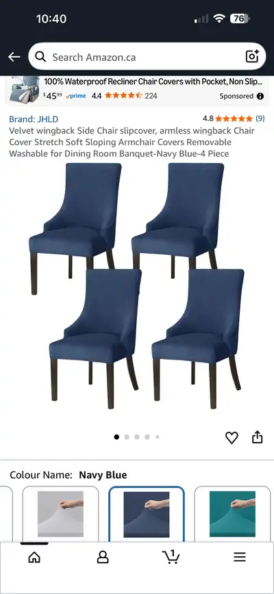Velvet wingback Side Chair slipcover, armless wingback Chair Cov, View more