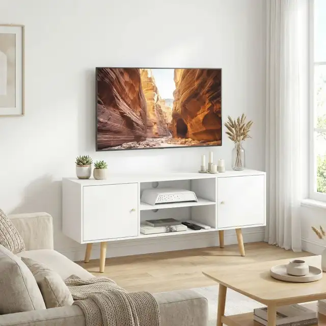 White TV Stand with 2 doors TV Cabinet for TVs up to 55" in Bookcases & Shelving Units in Markham / York Region - Image 10