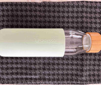 Nespresso Reusable Glass Water Bottle with Green Sleeve 500ml