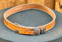 Leather Ranger belt, with Antique 4 piece silver buckle set.