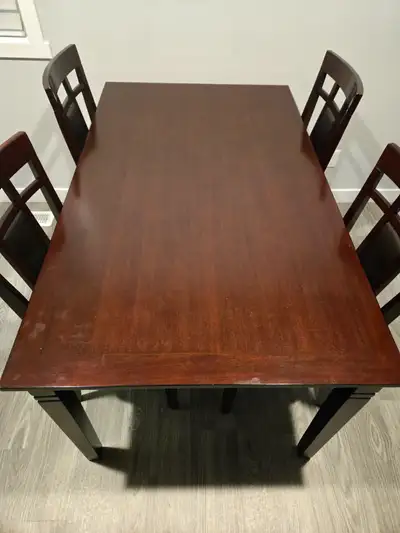 Dining table and 4 chairs, View more