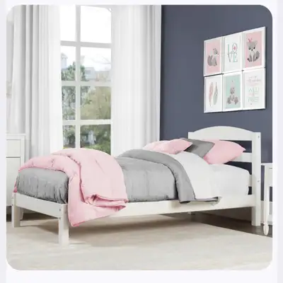 Brodey White Wooden Twin Bed Frame, View more