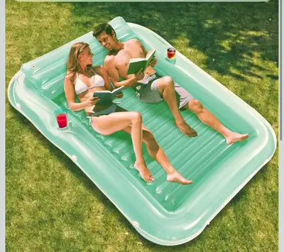 Float Joy Tanning Pool Floaties for Adults Tanning Bed Inflatable Sun Lounger Pool Float