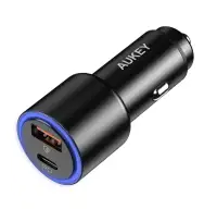 AUKEY CC-Y18S Dual (USB-C/USB-A) LED Car Charger - 36W
