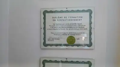 Masseur diplômé, expérimenté Membre de ALMQ. Recus disponibles Massage de detente Massage therapeuti...
