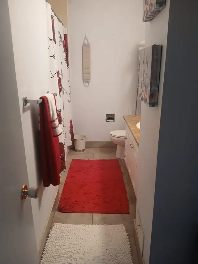 Room with shared wash and kitchen