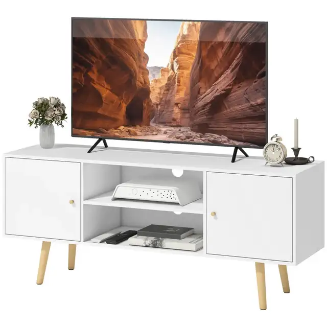 White TV Stand with 2 doors TV Cabinet for TVs up to 55" in Bookcases & Shelving Units in Markham / York Region - Image 11