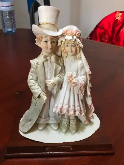 Vintage A. Belcari Sculpted Figurine, Bride and Groom on Wedding Day, Collectable. Makes a great gif...