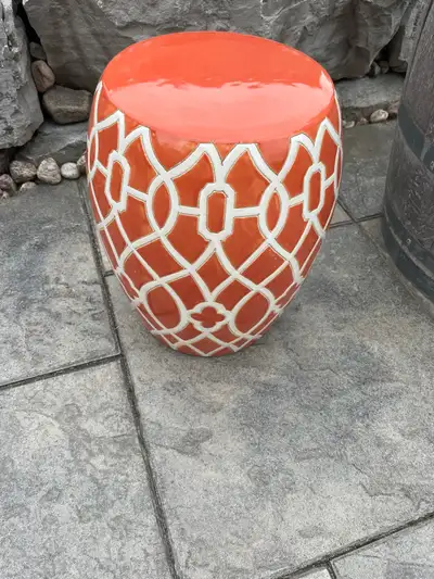 Orange & White Garden Stool, View more
