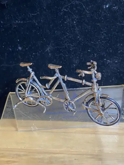 Vintage Sterling Silver Tandem Bicycle Figurine Dollhouse Miniat, View more