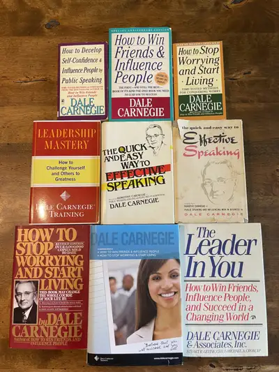 Selling a great collection of classic Dale Carnegie books focused on communication, leadership, conf...