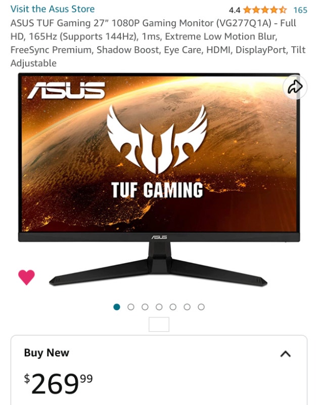 ASUS TUF Gaming 27” 1080P Gaming Monitor (VG277Q1A) Monitors City