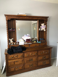 Solid wood bureau/nightstands/dresser/headboard