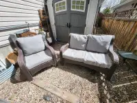 Patio furniture - loveseat and chair w/cushions