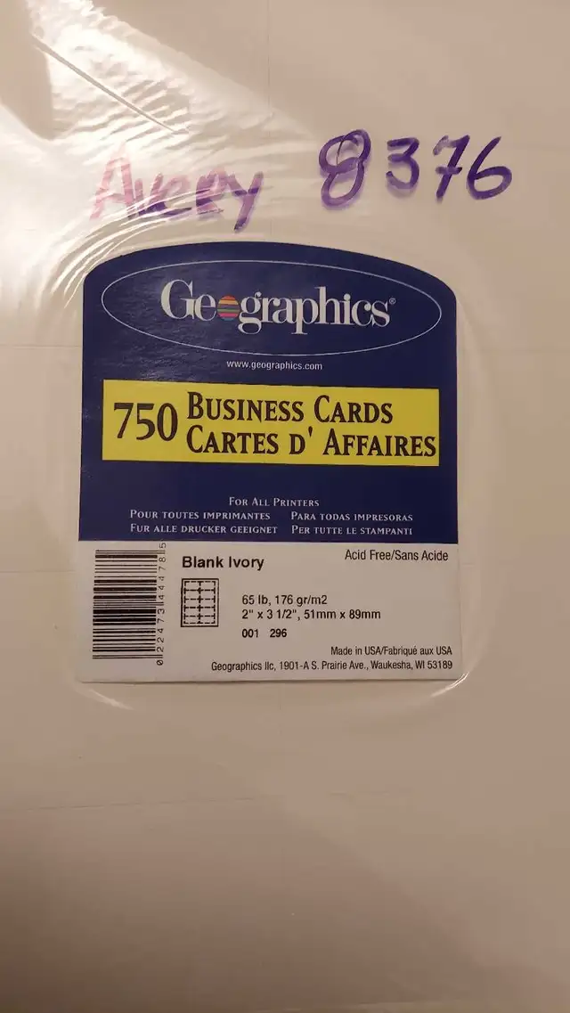 lot de 3 paquets de cartes d'affaires à imprimer. in Printers, Scanners & Fax in Longueuil / South Shore - Image 4