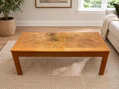 Vintage Parquet Top Coffee Table, View more