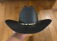Black straw cowboy hat 