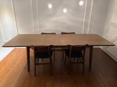 Extendable dining table and chairs, View more