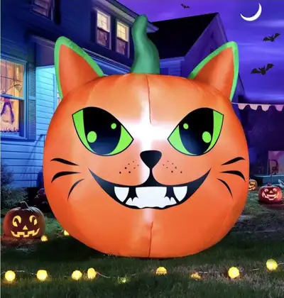 2 Brand New Boxes Each box have 2 packs 2 FT Halloween Inflatable Pumpkin Cat Head Built-in Lights,...