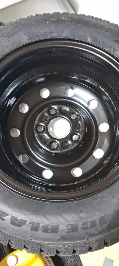 4 new winter tires on rims. 114.3x5, 67CB. 195x65, R15, TPMS installed, negotiable