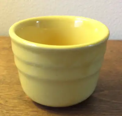 Vtg Ringed Yellow Ware Pottery CUSTARD CUP w RIM -MINT Condition, View more
