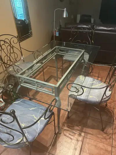 Wrought Iron Dining Table & Chairs, View more
