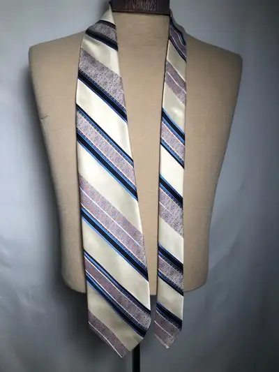 Mens Vintage Tie. Light Yellow And Blue., View more