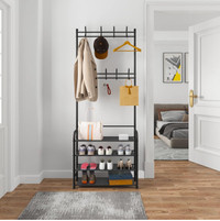 UDEAR Hall Tree,3 in 1 Entrance Coat Rack with Shoe Bench,4-Tier