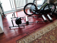 Kreitler stationary bike trainer: roller, fan, fly wheel, belts