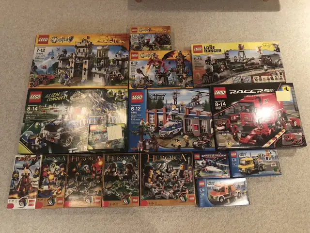 Lego City, Castle, Alien Conquest, Heroica, Lone Ranger, Racers!