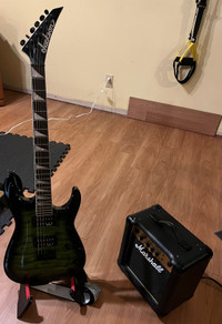 Jackson electric guitar and marshal amplifier