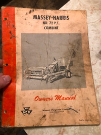 Vintage Massey Harris No.72 Combine Owners Manual