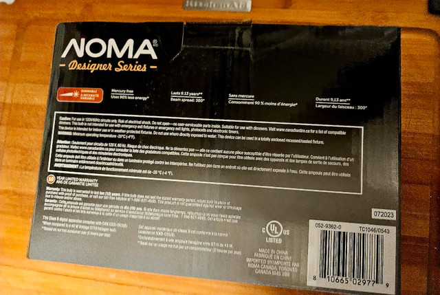 Noma Designer series 40 watt light bulbs x2 boxes 8 bulbs total in Indoor Lighting & Fans in Hamilton - Image 2