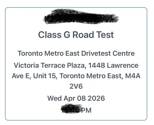 ROAD TEST BOOKING EARLY G2,G BOOKING, DRIVING CLASSES426574819602606081