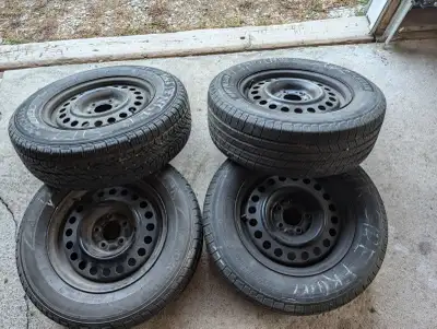 2 tires are Yokohama. The other 2 are Michelin. Rim are being sold with tires. They are from a 2011...