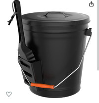 Metal Ash Bucket with Lid and Shovel - Wood Stove and Fireplace 