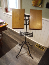 1800's book stand.  Metal and oak