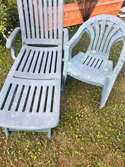 lawn chair and 2 chairs, View more