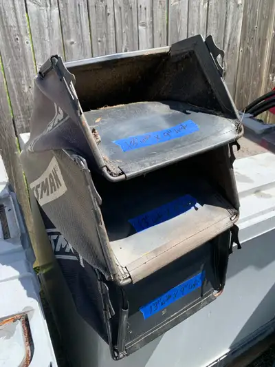 various lawnmower rear baggers/ sizes on pictures/25.00 each, View more