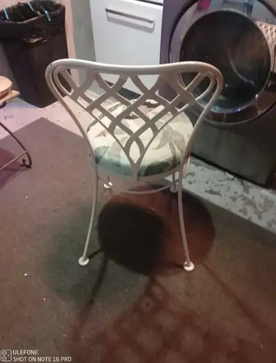 VINTAGE DECO WROUGHT IRON PATIO DINING CHAIRS, View more