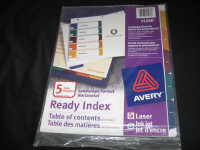 3 Avery Landscape Format 5 Tab Indexes -new/sealed + more
