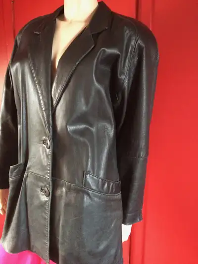 veste en cuir véritable noire, View more