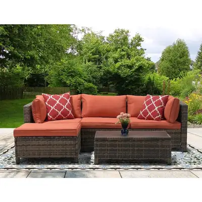 3-Piece Wicker Patio Conversation Sectional Seating Set, View more